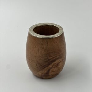 Mate de algarrobo con boquilla chata alpaca