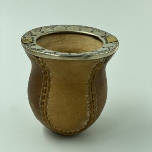Mate camionero cuero crudo y alpaca